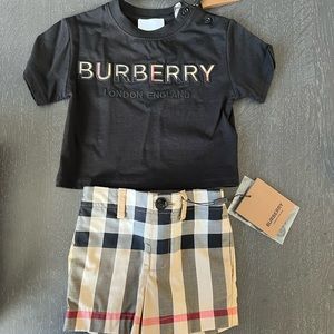 Burberry baby boy logo tshirt and striped shorts